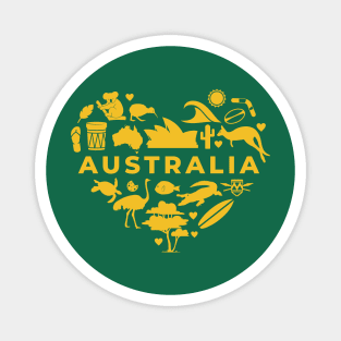 Australian Icons in a Heart Shape // Australia Pride Magnet